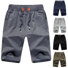 Men's Sport Pure Color Bandage Casual Loose Sweatpants Workout Shorts Pocket