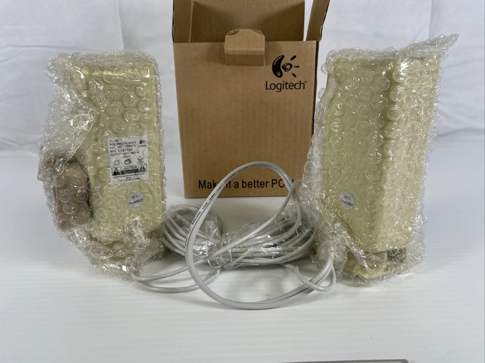 Logitech S-100 White 5 Watts RMS 2.0 Manual Volume Controller Speaker Aux 3.5 - Image 2 of 4