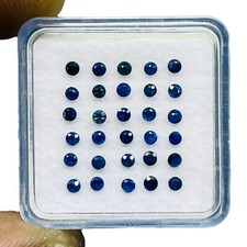 VVS 30 Pcs Natural Ceylon Blue Sapphire 1.7mm Round Diamond Cut Loose Gemstones