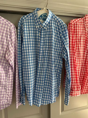 3 SHIRTS J.Crew Men's Large Purple Blue and Red Gingham Button Down Shirts - Picture 4 of 7