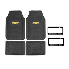 New 6pc Chevy Front Back Rubber Floor Mats2pc Professional License Plate Covers