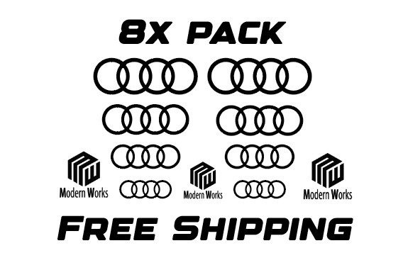 8x pack of AUDI style Brake Caliper Decal FAST Variety of Colors