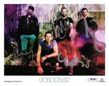 COLDPLAY X4 CHRIS MARTIN SIGNED MYLO XYLOTO 8X10 PROMO PHOTO PSA LOA AH01435