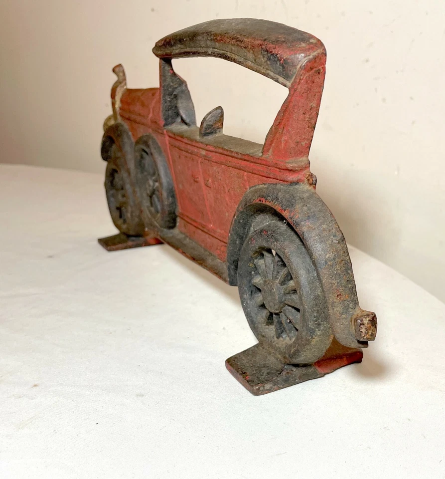 редкий старинный цельный вручную расписанный чугунный фигурный старый дверной стопор автомобиля Ford  - Изображение 4 из 4