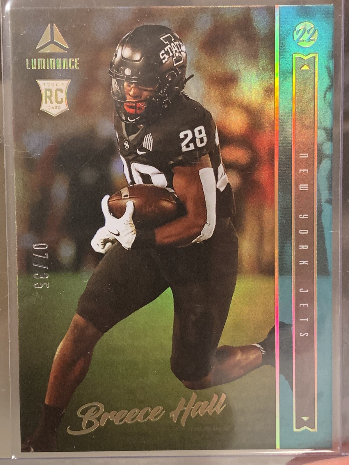 2022 Panini Luminance Teal Breece Hall RC 7/35 #108 Rookie Card RC SP