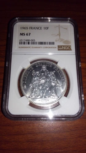 1965 France Silver 10 Francs NGC MS67
