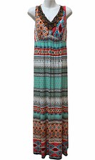 Chico's Size 0 Women's S Multi Print Embellished Stretch Maxi Dress NEW $139