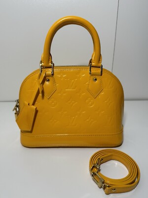 LOUIS VUITTON HANDTASCHE ALMA BB GELBES LACKLEDER SCHULTERGURT