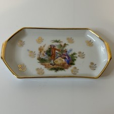 Limoges France White Fragonard Scenes 3 1/2" Rectangular Trinket/Vanity Dish