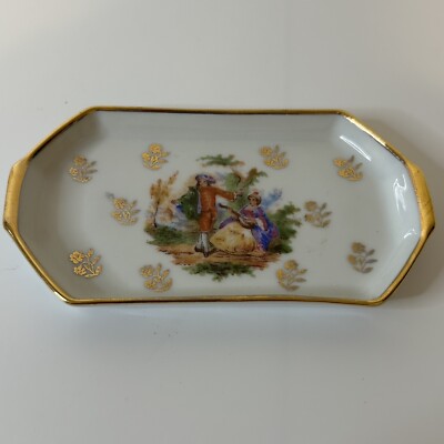 Limoges France White Fragonard Scenes 3 1/2'' Rectangular Trinket/Vanity Dish