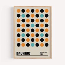 Bauhaus Dot Pattern Print Black Orange Teal Geometric Poster for Home Decor