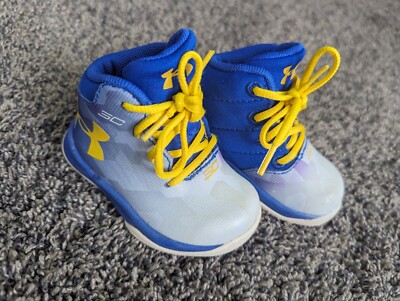 NEW Under Armour Curry Kids/Toddler SZ 2K Blue White Yellow