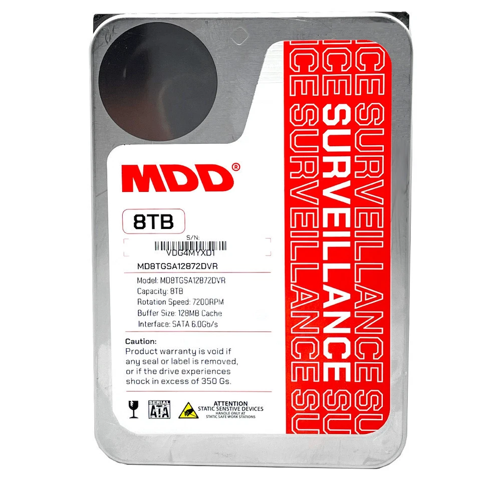 MDD 8TB 7200RPM 256MB Cache SATA 6.0Gb/s 3.5" Surveillance HDD - 3 Year Warranty - Image 2 of 4