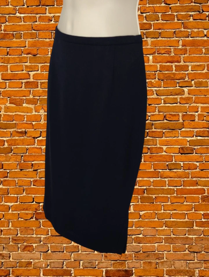 PAUL COSTELLOE CITY NAVY SKIRT SIZE UK 10 100% WQOL WOMENS STRAIGHT PLEATED BLUE - Image 3 of 4
