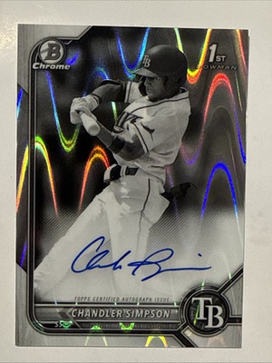 #ad CHANDLER SIMPSON 2022 Bowman Draft Chrome Black amp; White Raywave Refractor Auto $129.99