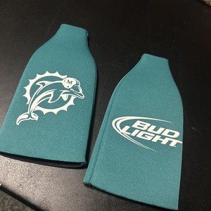 Miami Dolphins Bottle Holder Coozie Beer Lot Of Two Bud light 