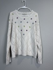 LOFT Embroidered Floral Womens Sweater Size
