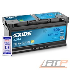 EXIDE AUTOBATTERIE 12V 106Ah STARTERBATTERIE 950A EK1060 AGM START STOPP+FETT