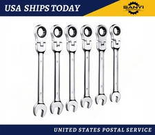 12PCS Metric Wrench Set Ratcheting Spanners 8-19mm with Flexible Head 