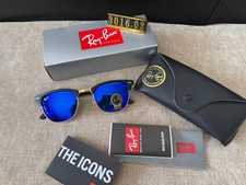 Ray-Ban RB3016 Clubmaster Sunglasses Black Go...