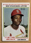 Lou Brock 1978 Topps Baseball Record Breaker Card #1, EX+, St. Louis Cardinals