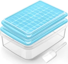 Ice Cube Trays 2 Pack with Lids and Bin for Freezer Easy Release 55 Mini Nugget