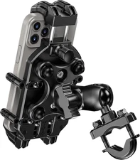 Motorcycle Phone Mount Holder with Vibration Dampener & High-Speed Secure Lock, 