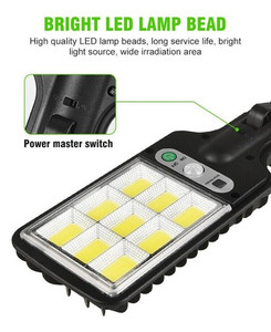 1PC Outdoor Solar Wall Light LED Motion Sensor Bright Flood Street Lamp 3 Modes