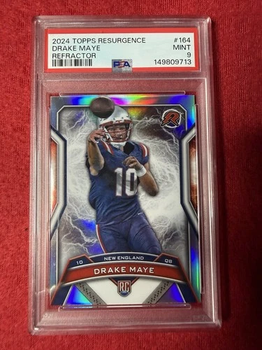 Drake Maye 2024 Topps Resurgence #164 Refractor Rookie RC PSA 9