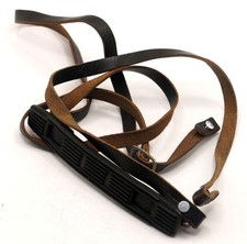 Vintage Genuine Leather Camera Neck Strap Black Brown with Rubber Shoulder Pad