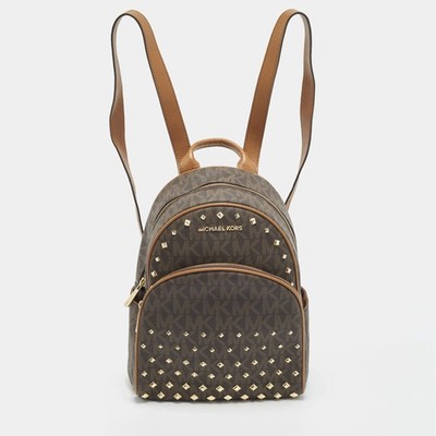 MICHAEL Michael Kors Rucksack Abbey Studded Brown Signature Coated Canvas