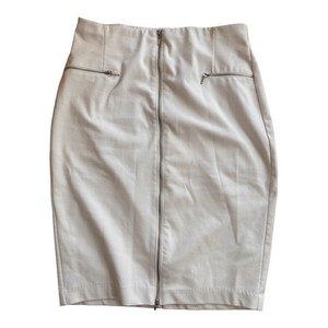 Jennifer LOPEZ White Slim front-zipper stretch Wiggle Pencil Skirt 14