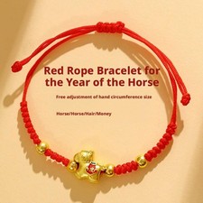 New Year Horse Bracelet Cartoon Lucky Horse Red String Woven Bracelet  