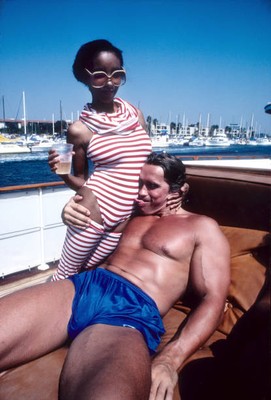 Arnold Schwarzenegger has some fun at a party on a yacht in Marina- Old Photo