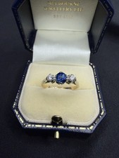18ct Gold Sapphire and Diamond Trilogy Ring - Size P