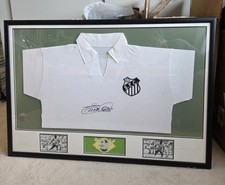 Signed And Framed Extremely Rare "Edson Pele" Santos Shirt With COA