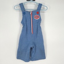 Vintage 70s 80s Carters Blue Chambray Overalls Romper TLC Patch Snap Crotch 12M