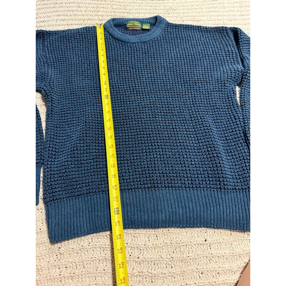 VTG Sweater Collection Van Heusen Fisherman Mens Size Large Blue Heavy Crew Neck - Image 3 of 4