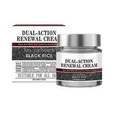 Dual-Action Renewal Cream, Black And White Rice Repair Cream for All Skin Types