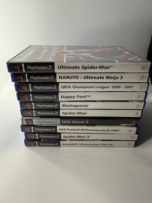 Sony Playstation 2 PS2 Spiele Paket Spider-Man Madagascar Spongebob 10 Spiele