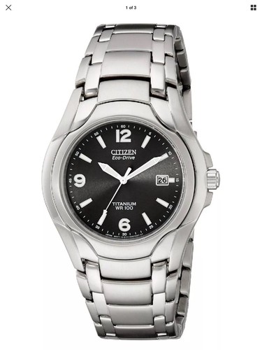 mens eco-drive 180 wr100 titanium bracelet watch 10bar gn-4ws