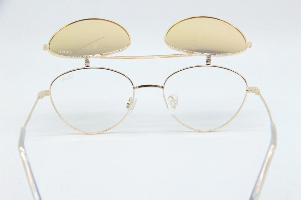 QUAY AUSTRALIA QUAY ELLE 111 CAT3 GOLD MIRROR AUTHENTIC CLIP ON SUNGLASSES 52-18 - Image 4 of 4