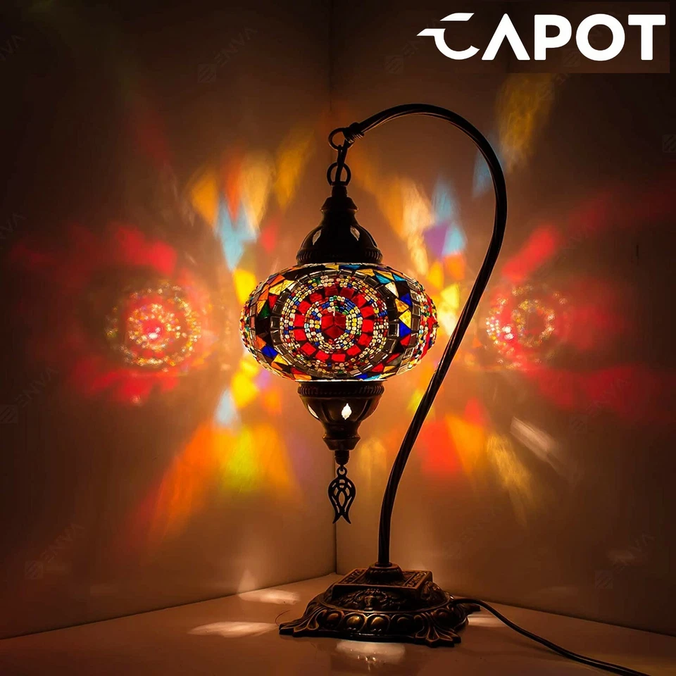 Lampe mosaïque turque marocaine fabriquée à la main Tiffany lampe de bureau - Photo 1/4