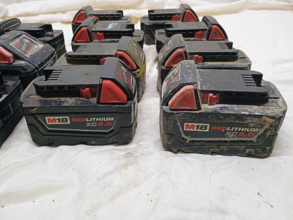 Mixed Lot Of 11 Milwaukee M18 Batteries FOR PARTS BROKEN READ 5.0 6.0