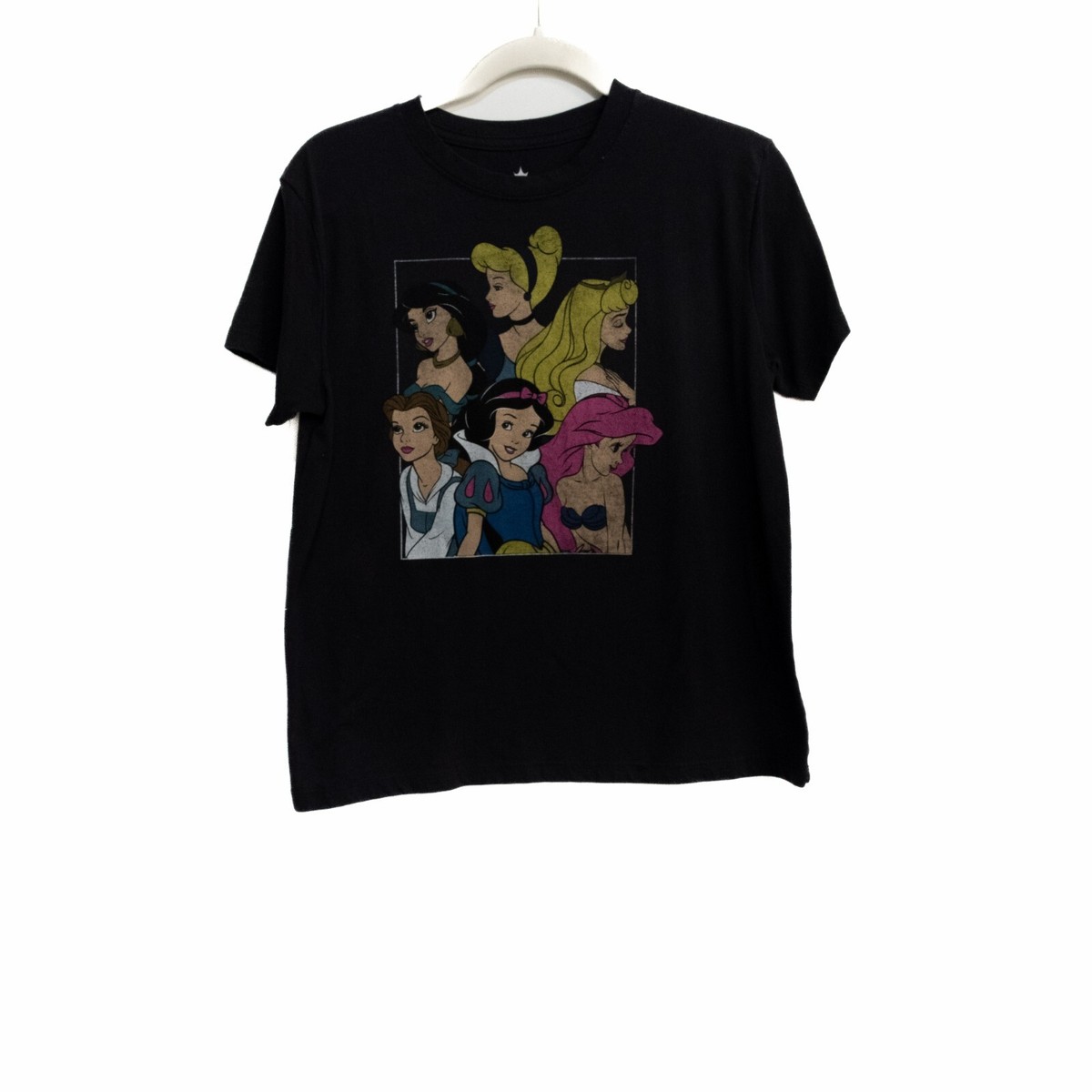Disney Princess Black T Shirt Cotton Poly Graphic Print Pullover