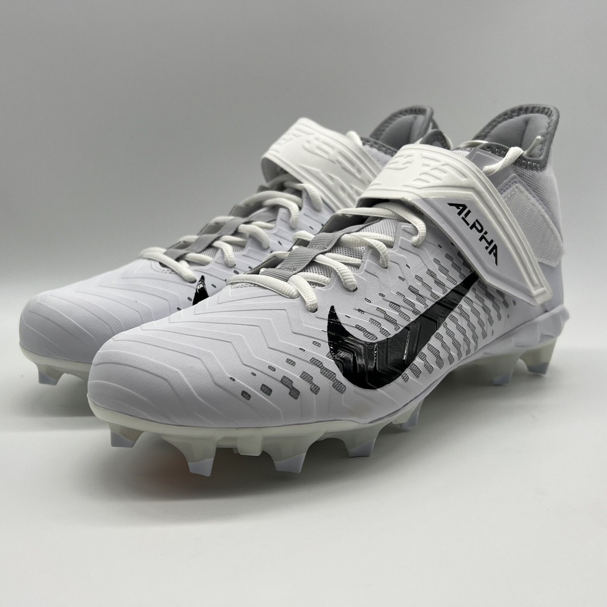 Nike Alpha Menace Pro 2 Mid White Football Cleats Men\'s Sz 13.5 WIDE Nike Alpha Menace Pro 2 Mid White Black Football Cleats PE  main image 3