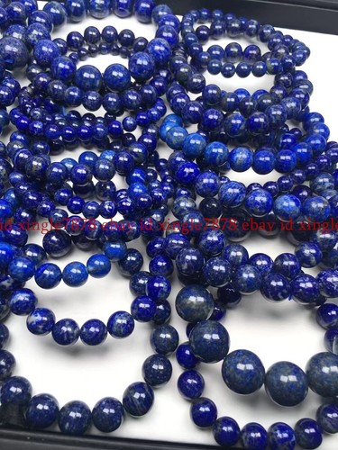 "Pulsera elástica redonda de piedras preciosas lapislázuli azul natural genuina de 6 mm-20 mm 7,5" - Imagen 10 de 12