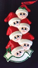 Set of 6 Family of Six 6 Stocking Hats Christmas Tree Ornament Holiday Wholesale