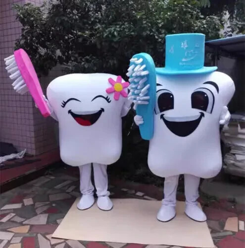 NUEVO Disfraz de Mascota de Dientes Talla Adulta Cuidado Disfraz Vestido Facny para Publicidad