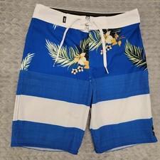 Vans Youth Boys Swim Surf Stretch Board Shorts - Blue Aloha Print Size 26 / 12